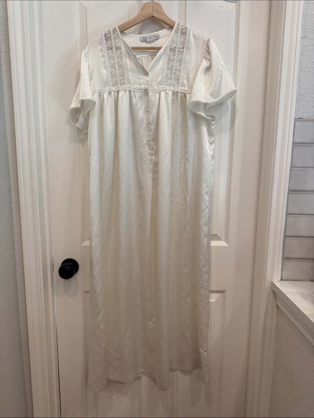 Oscar de la Renta satin half button maxi dress